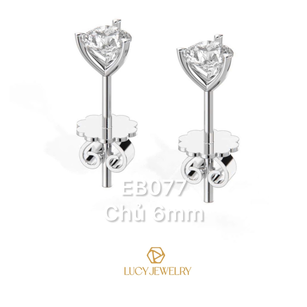 EB077 - Khuyên tai thiết kế, round cut, 6.0mm  - Lucy Jewelry