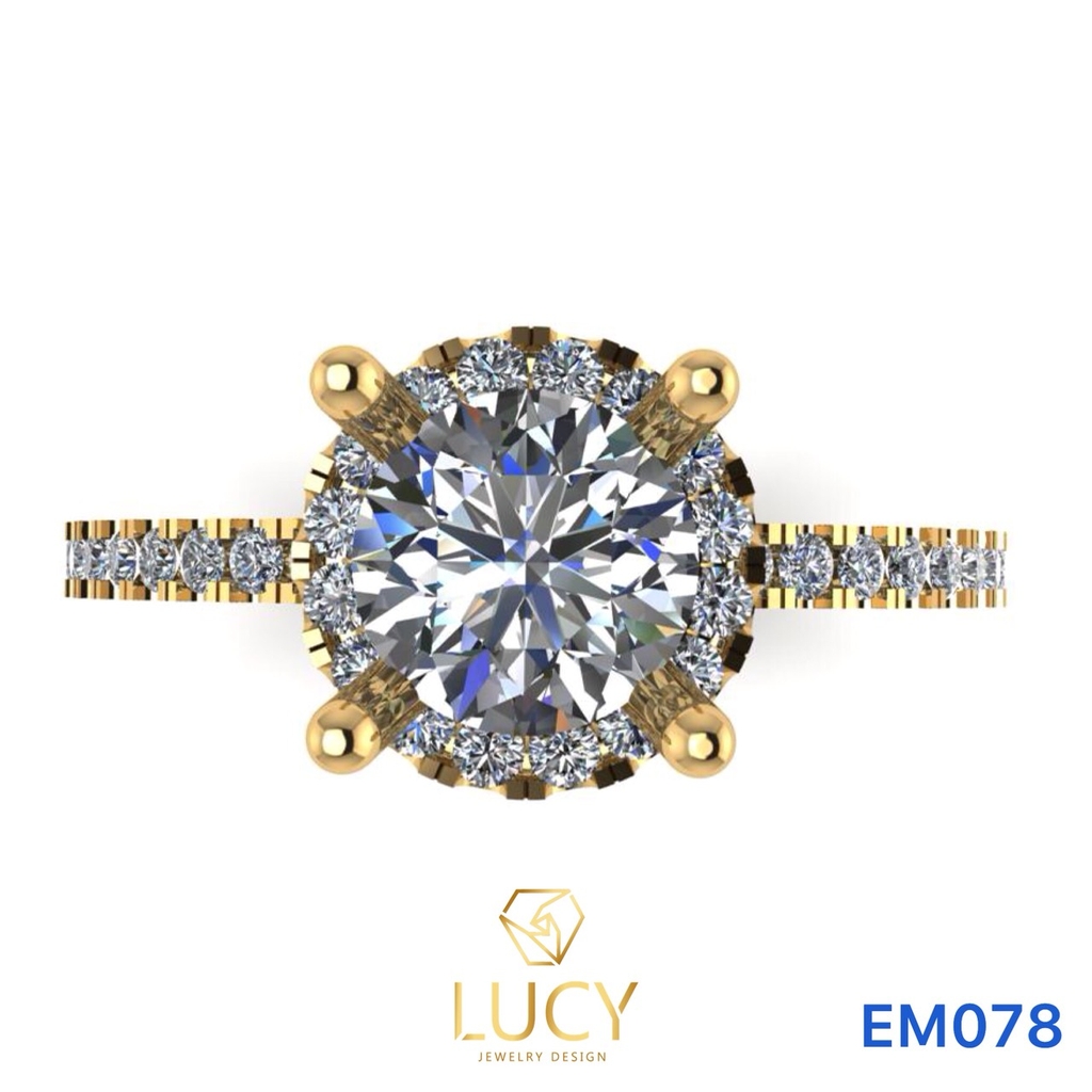 EM078 Nhẫn nữ vàng, nhẫn ổ kim cương 5.4mm 5.5mm, nhẫn nữ thiết kế, nhẫn cầu hôn, nhẫn đính hôn - Lucy Jewelry