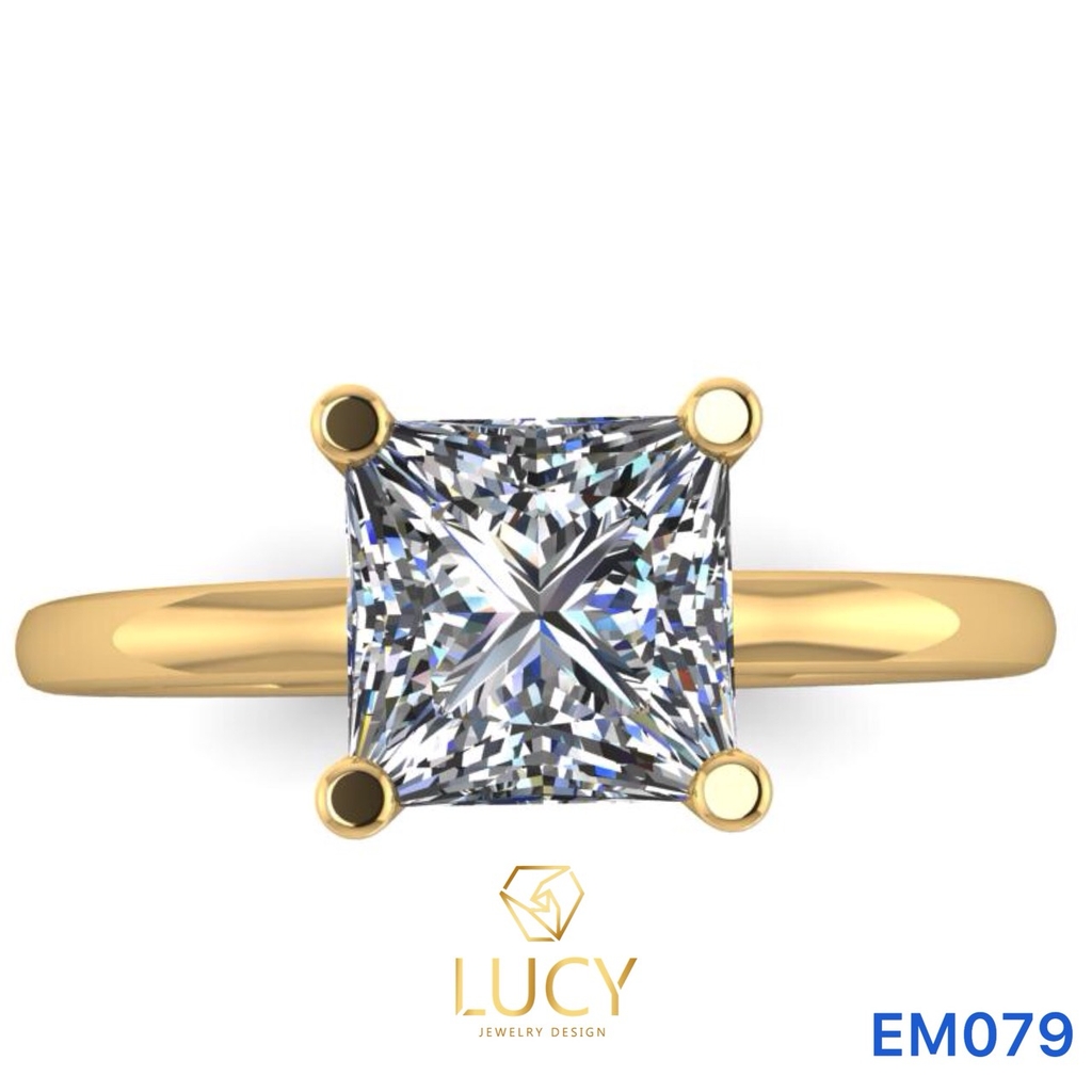 EM079 Nhẫn nữ vàng, nhẫn ổ kim cương vuông 5mm, nhẫn nữ thiết kế, nhẫn cầu hôn, nhẫn đính hôn - Lucy Jewelry