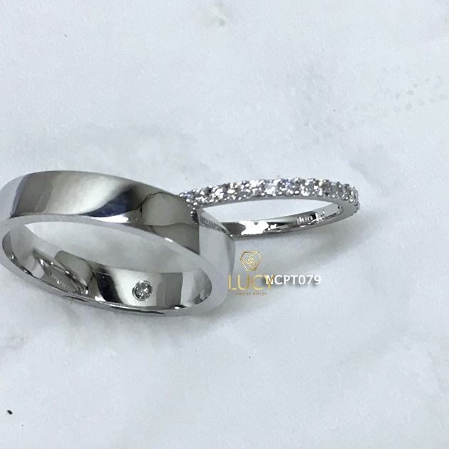 NCPT079 Nhẫn cưới bạch kim cao cấp Platinum 90% PT900 - Lucy Jewelry