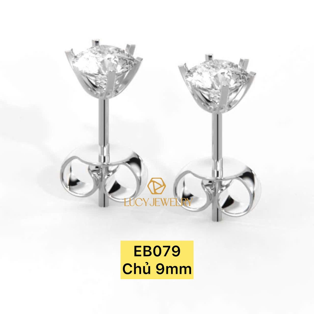 EB079 - Khuyên tai thiết kế, round cut, 9.0mm  - Lucy Jewelry