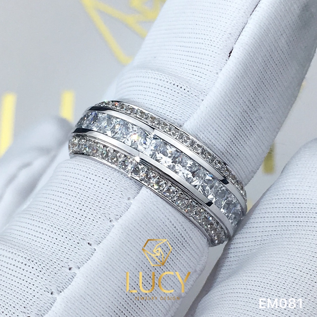 EM081 Nhẫn unisex nam và nữ full đá vuông - Lucy Jewelry