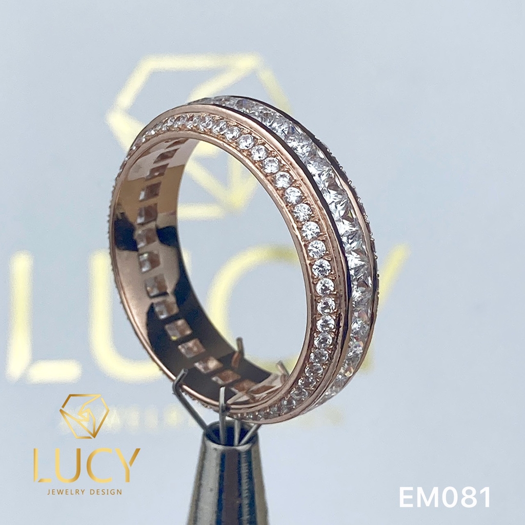 EM081 Nhẫn unisex nam và nữ full đá vuông - Lucy Jewelry