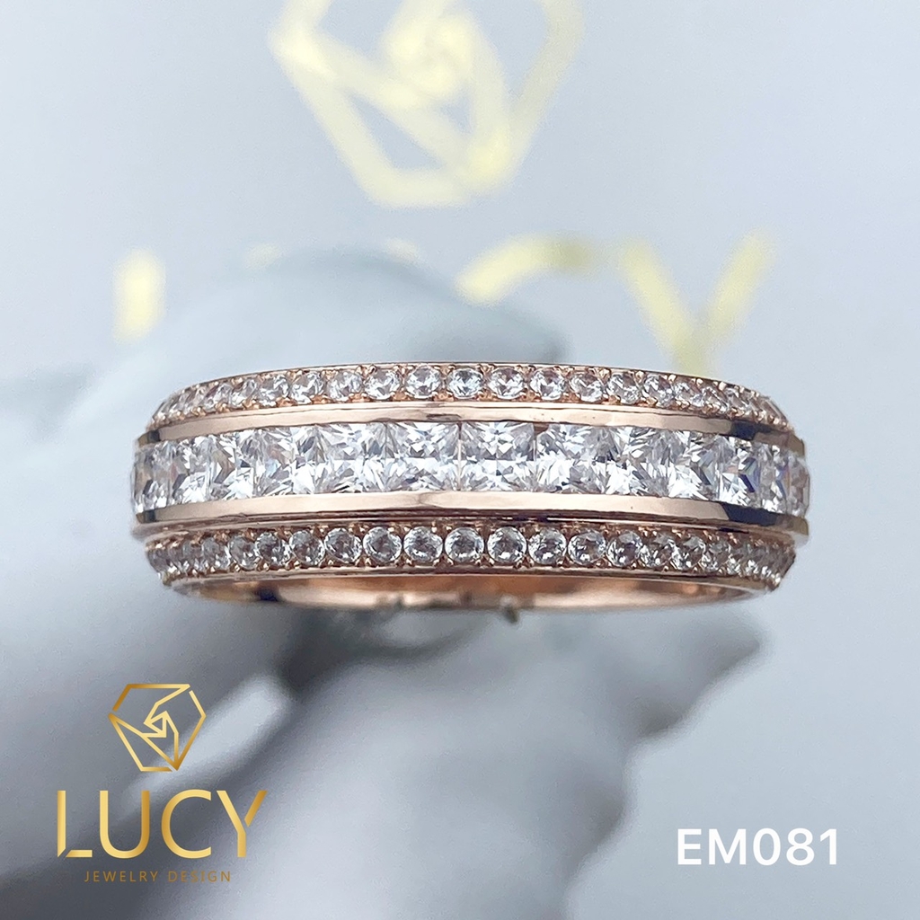 EM081 Nhẫn unisex nam và nữ full đá vuông - Lucy Jewelry