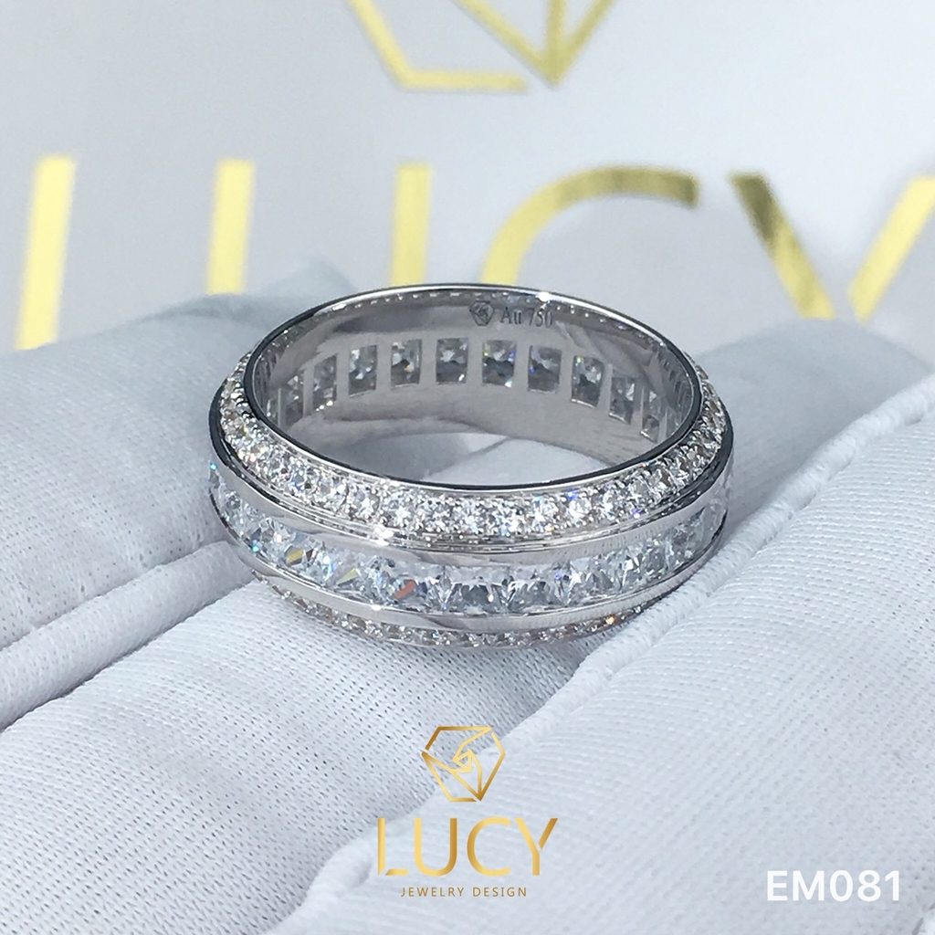 EM081 Nhẫn unisex nam và nữ full đá vuông - Lucy Jewelry