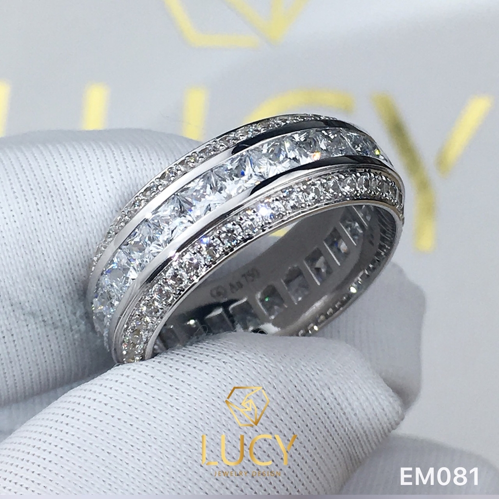 EM081 Nhẫn unisex nam và nữ full đá vuông - Lucy Jewelry