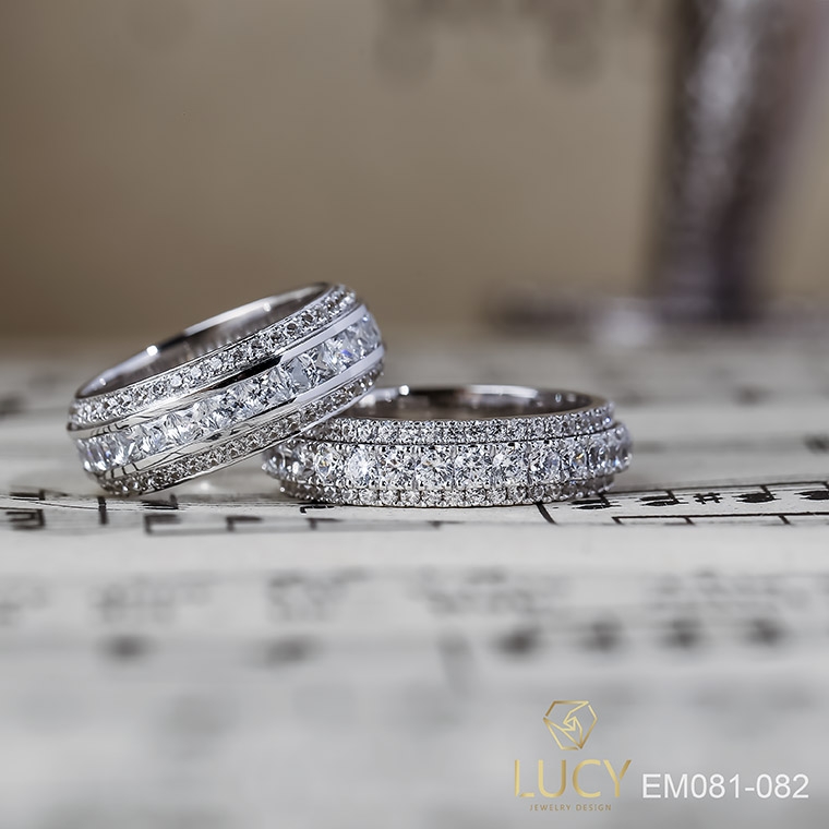 EM081 Nhẫn unisex nam và nữ full đá vuông - Lucy Jewelry