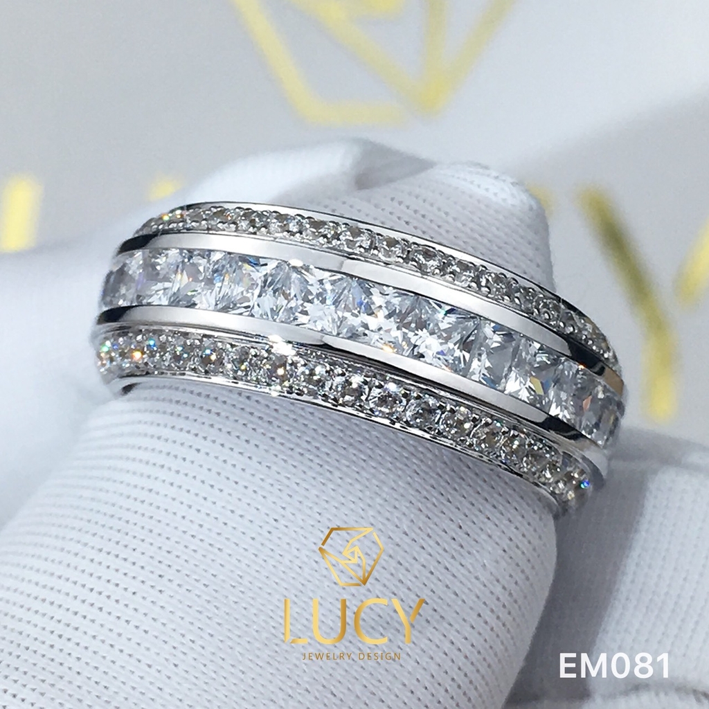 EM081 Nhẫn unisex nam và nữ full đá vuông - Lucy Jewelry