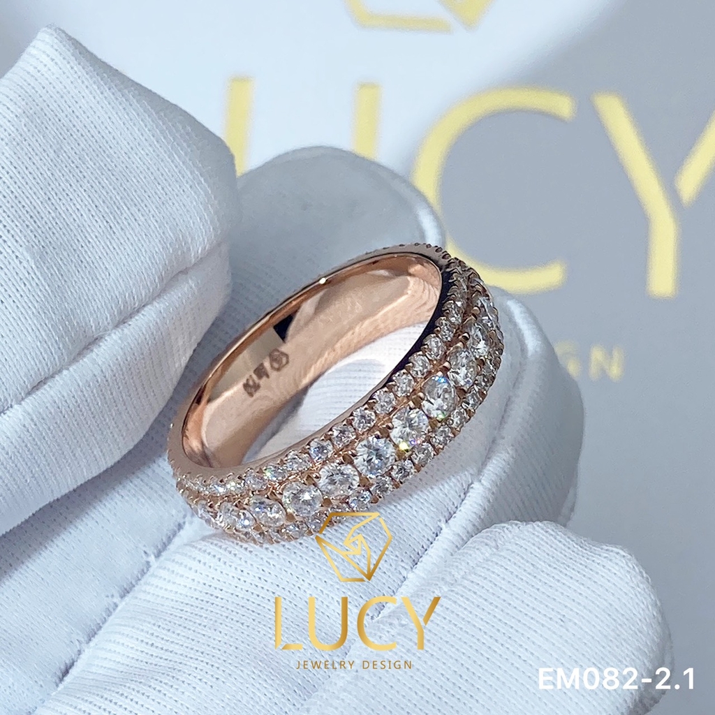 EM082-2.1 Nhẫn unisex nam và nữ full đá bản không xoay - Lucy Jewelry