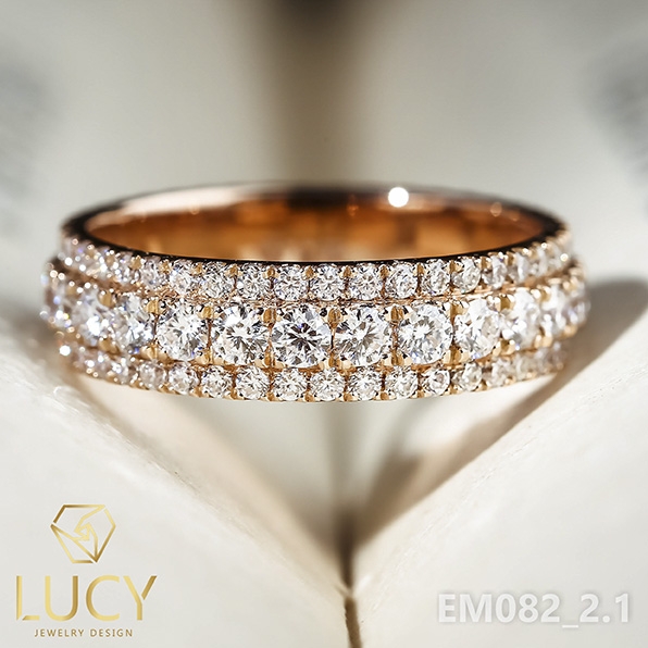 EM082-2.1 Nhẫn unisex nam và nữ full đá bản không xoay - Lucy Jewelry