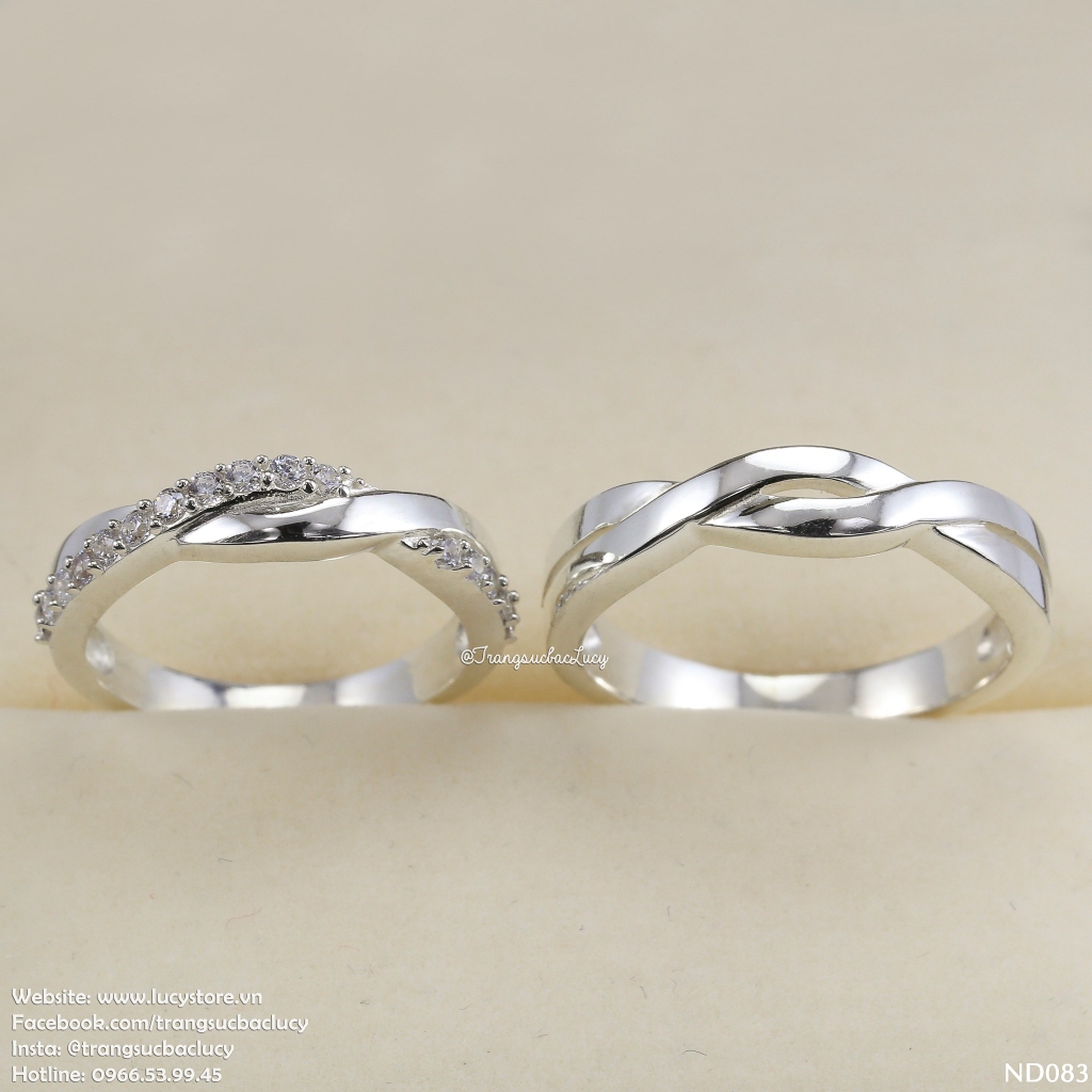 Nhẫn đôi nhẫn cặp bạc Lucy  - ND083