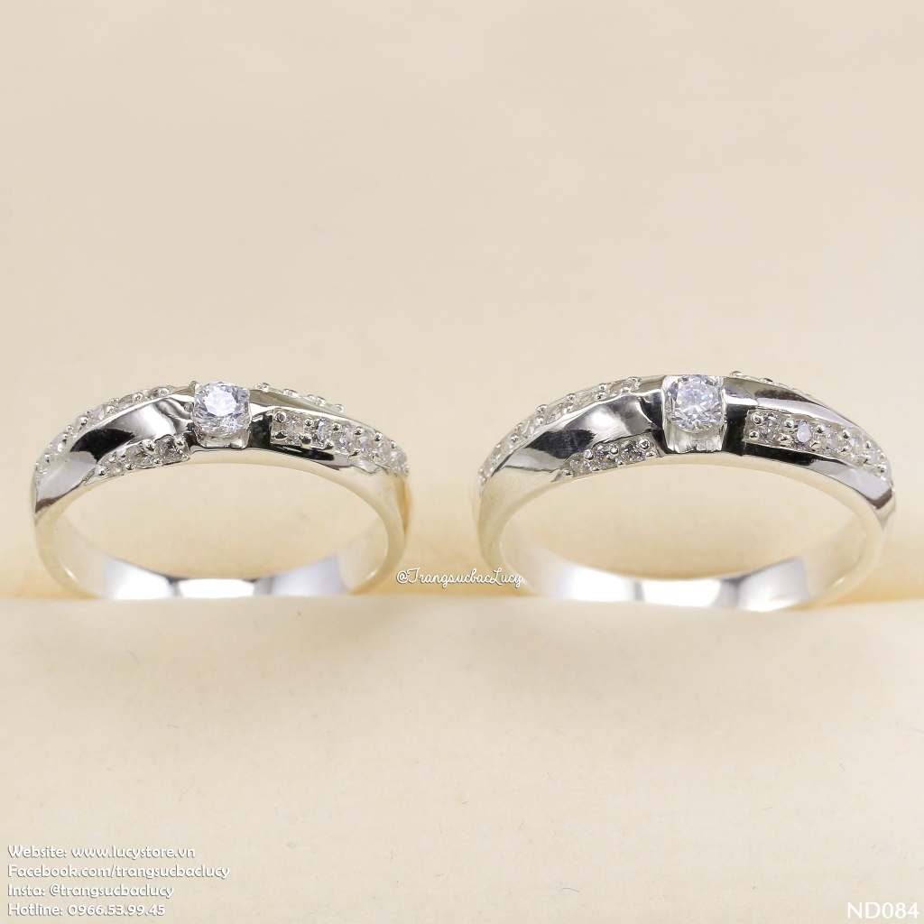 Nhẫn đôi nhẫn cặp bạc Lucy - ND084
