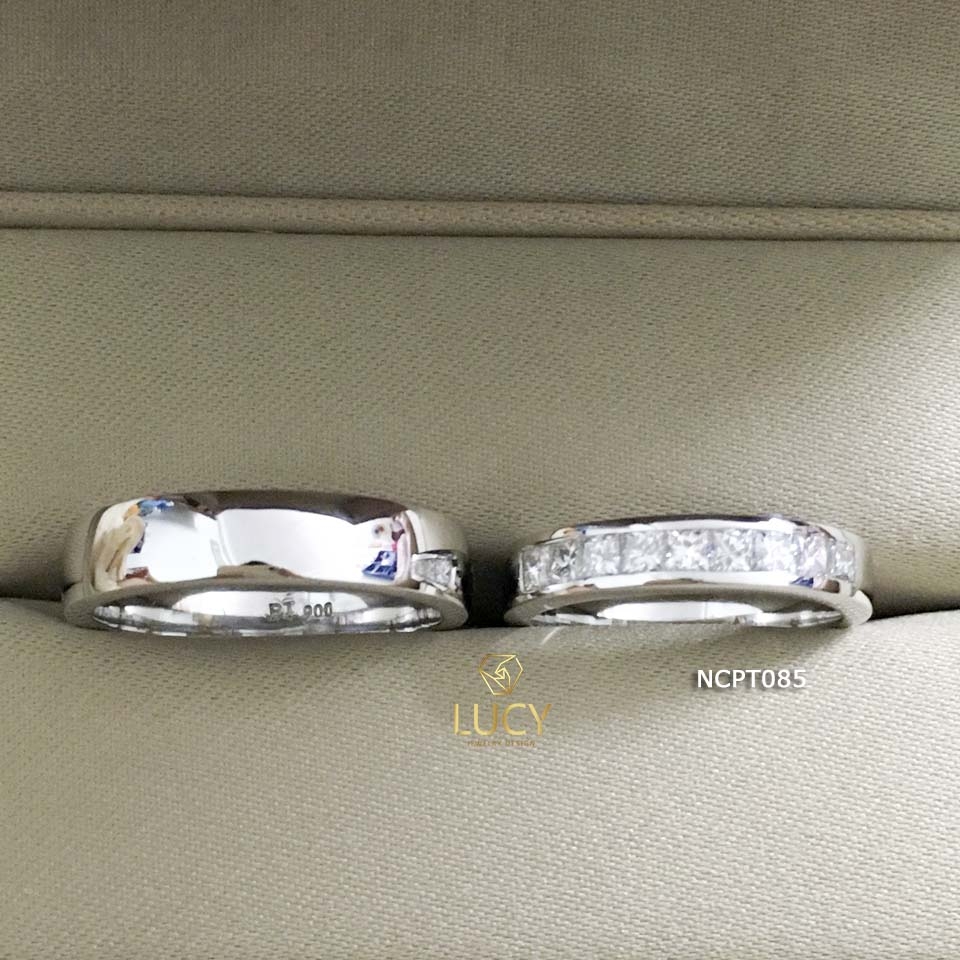 NCPT085 Nhẫn cưới bạch kim cao cấp Platinum 90% PT900 - Lucy Jewelry