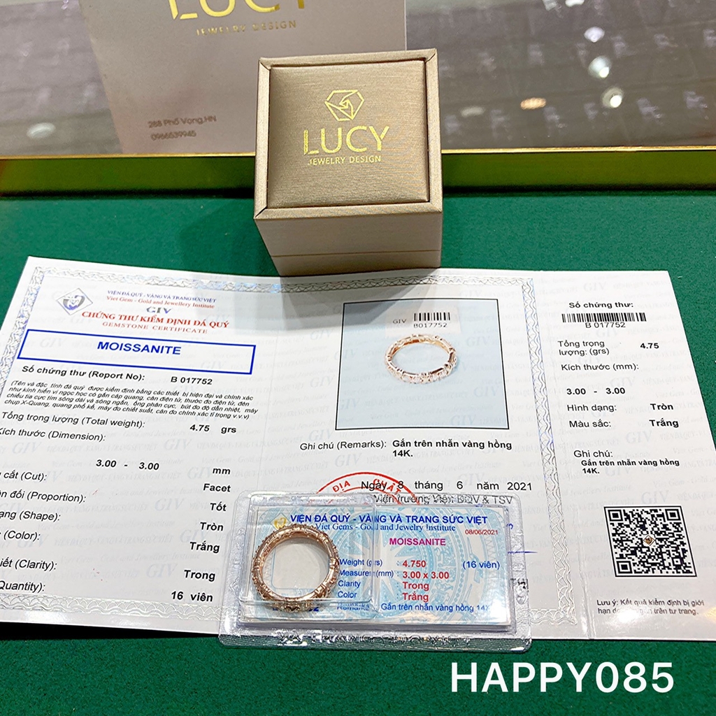 HAPPY085 Nhẫn Unisex full đá 3mm - Lucy Jewelry