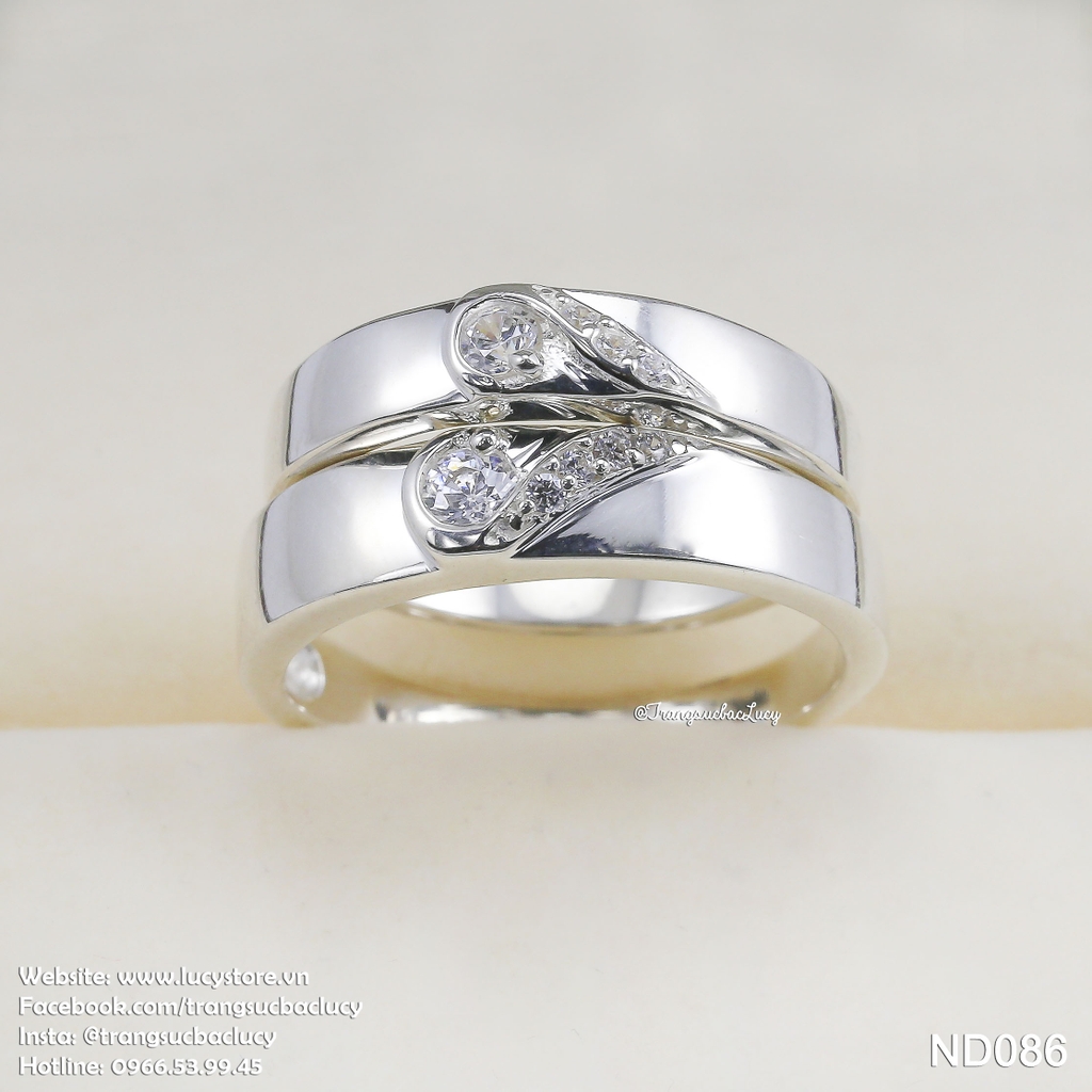 Nhẫn đôi nhẫn cặp bạc Lucy  - ND086