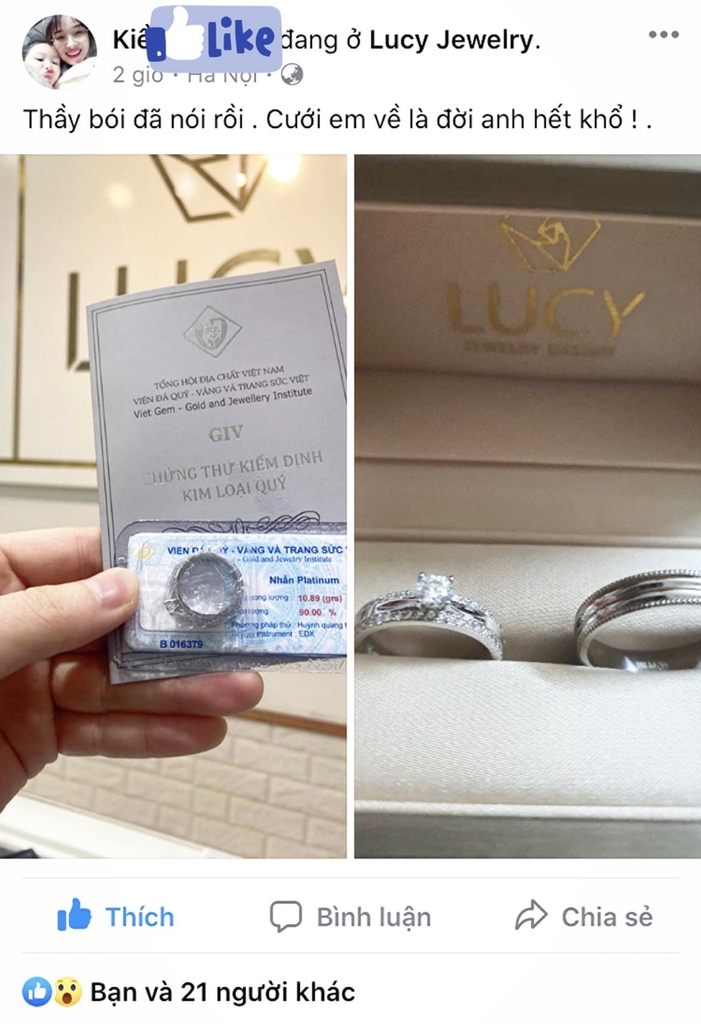 HAPPY088-001-PT900 Nhẫn cưới Bạch kim Platinum 90% PT900 đính CZ, Moissanite, Kim cương - Lucy Jewelry