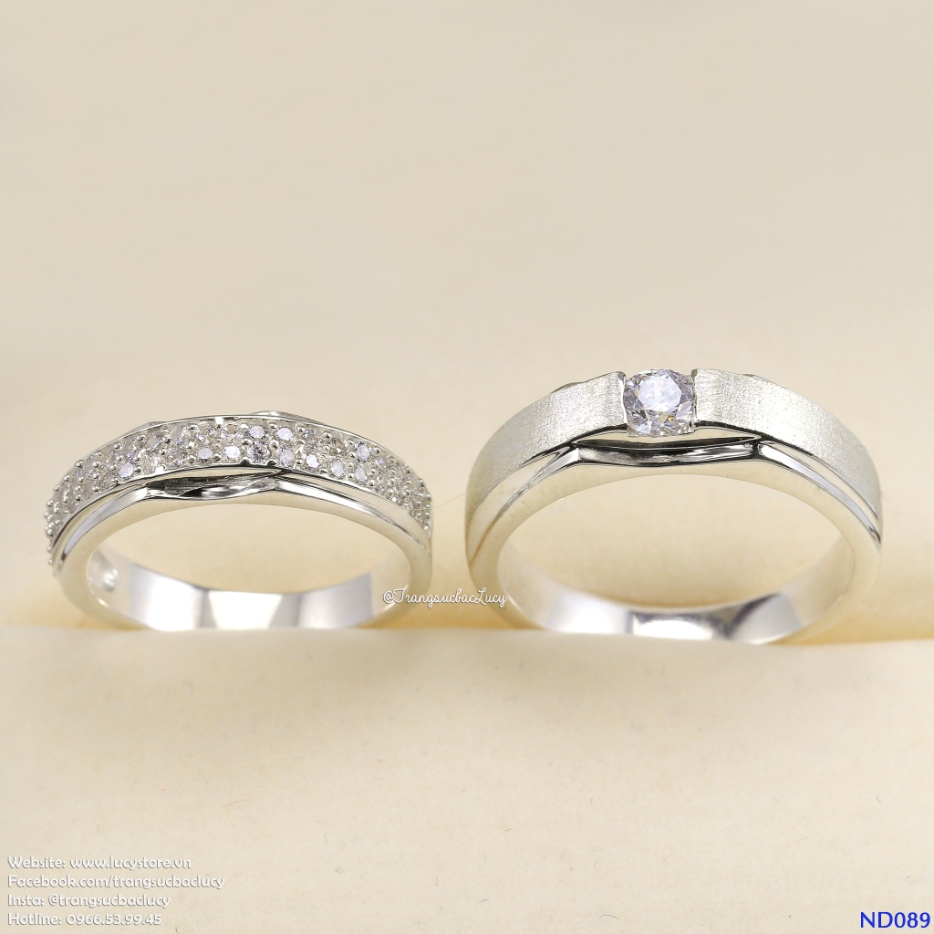 Nhẫn đôi nhẫn cặp bạc Lucy - ND089
