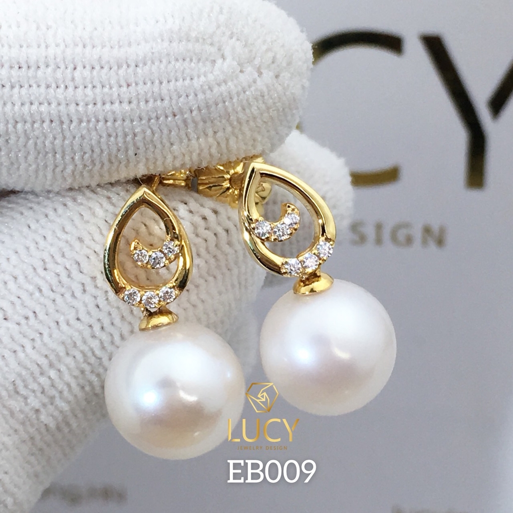 EB009 Khuyên tai vàng nữ gắn ngọc trai 10mm - Lucy Jewelry