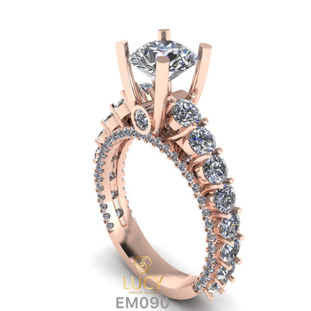 EM090 Nhẫn cầu hôn, nhẫn đính hôn, nhẫn kim cương 6.3mm 6.5mm, nhẫn nữ thiết kế đẹp - Lucy Jewelry