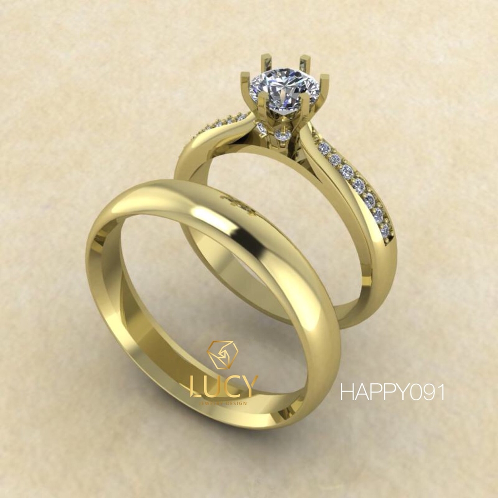 HAPPY091 Nhẫn cưới thiết kế, nhẫn cưới cao cấp, nhẫn cưới kim cương 5mm - Lucy Jewelry