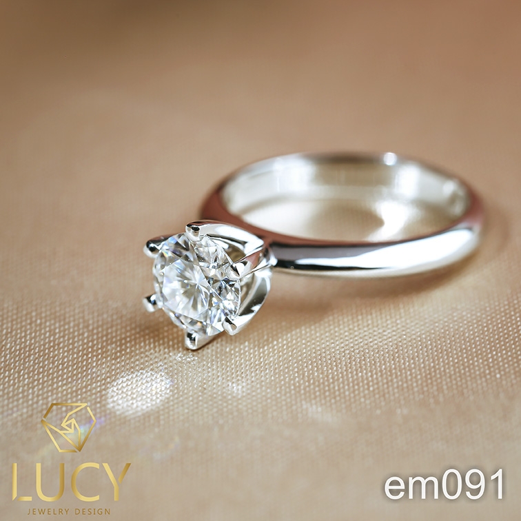 EM091 Nhẫn cầu hôn, nhẫn đính hôn, nhẫn kim cương 6.3mm 6.5mm, nhẫn nữ thiết kế đẹp - Lucy Jewelry