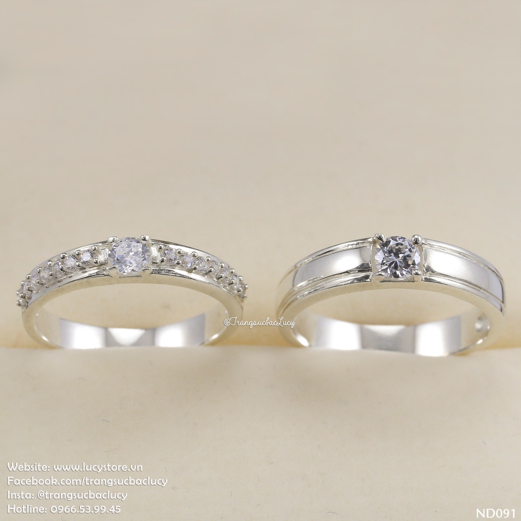 Nhẫn đôi nhẫn cặp bạc Lucy - ND091