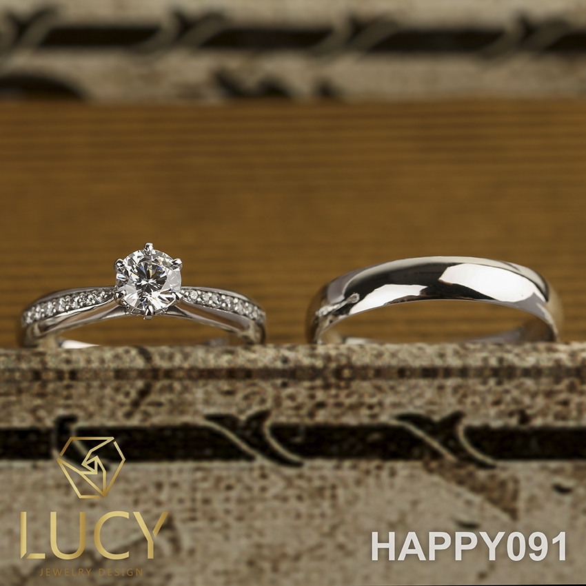 HAPPY091 Nhẫn cưới thiết kế, nhẫn cưới cao cấp, nhẫn cưới kim cương 5mm - Lucy Jewelry