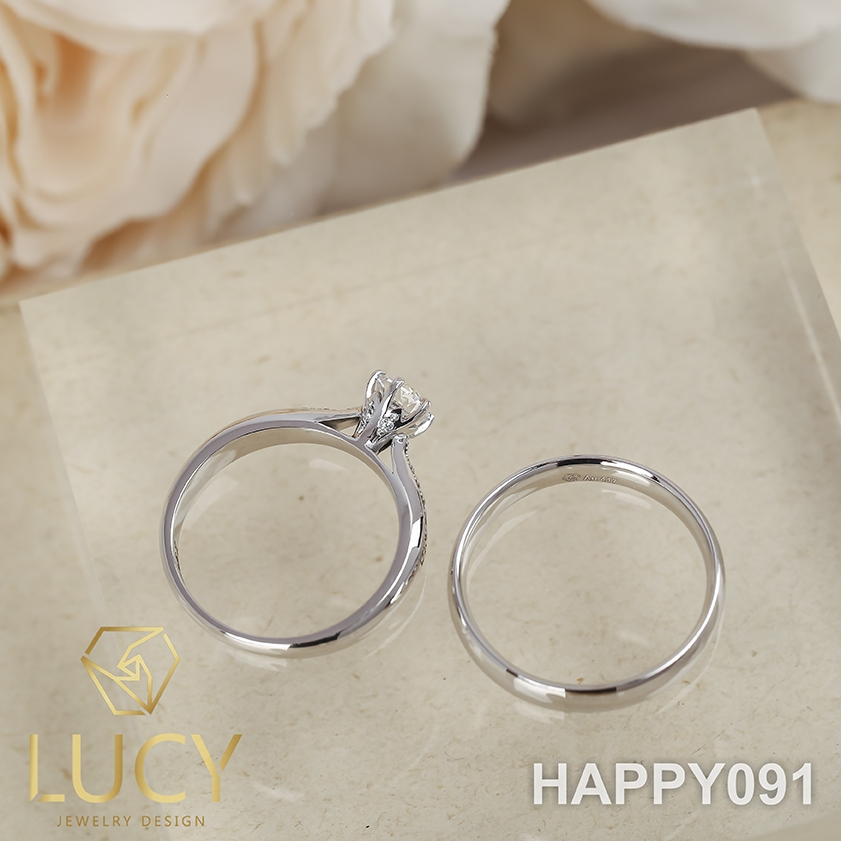 HAPPY091 Nhẫn cưới thiết kế, nhẫn cưới cao cấp, nhẫn cưới kim cương 5mm - Lucy Jewelry