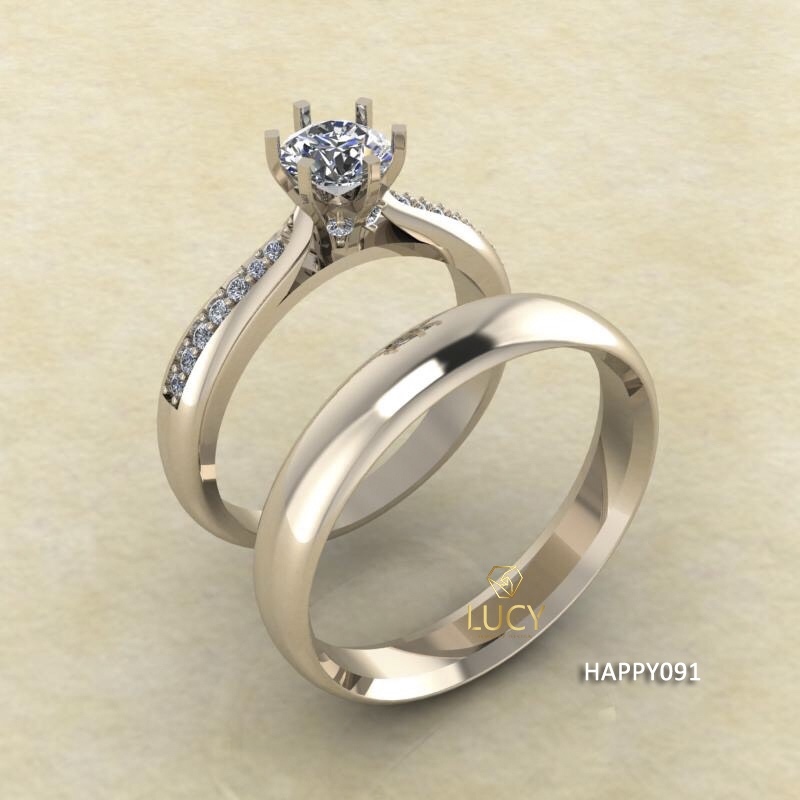 HAPPY091 Nhẫn cưới thiết kế, nhẫn cưới cao cấp, nhẫn cưới kim cương 5mm - Lucy Jewelry