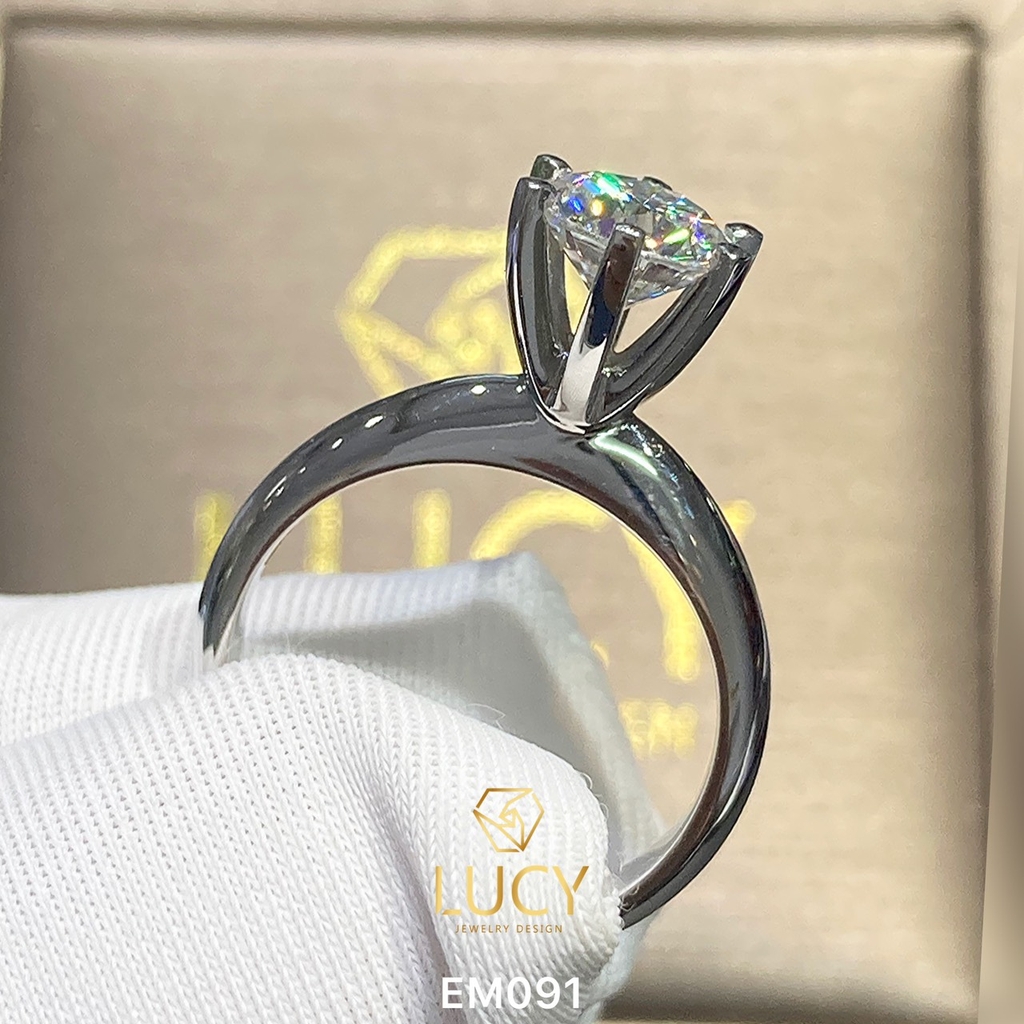EM091 Nhẫn cầu hôn, nhẫn đính hôn, nhẫn kim cương 6.3mm 6.5mm, nhẫn nữ thiết kế đẹp - Lucy Jewelry