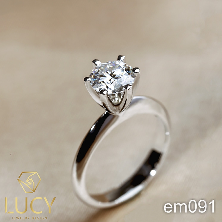 EM091 Nhẫn cầu hôn, nhẫn đính hôn, nhẫn kim cương 6.3mm 6.5mm, nhẫn nữ thiết kế đẹp - Lucy Jewelry