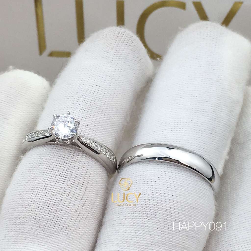 HAPPY091 Nhẫn cưới thiết kế, nhẫn cưới cao cấp, nhẫn cưới kim cương 5mm - Lucy Jewelry