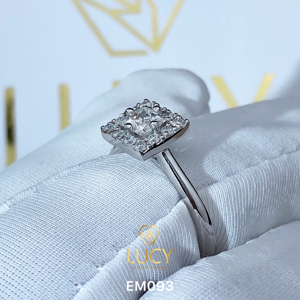 EM093 Nhẫn cầu hôn, nhẫn đính hôn, nhẫn kim cương vuông Princess 4x4mm, nhẫn nữ thiết kế đẹp - Lucy Jewelry