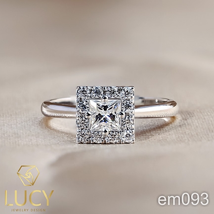 EM093 Nhẫn cầu hôn, nhẫn đính hôn, nhẫn kim cương vuông Princess 4x4mm, nhẫn nữ thiết kế đẹp - Lucy Jewelry