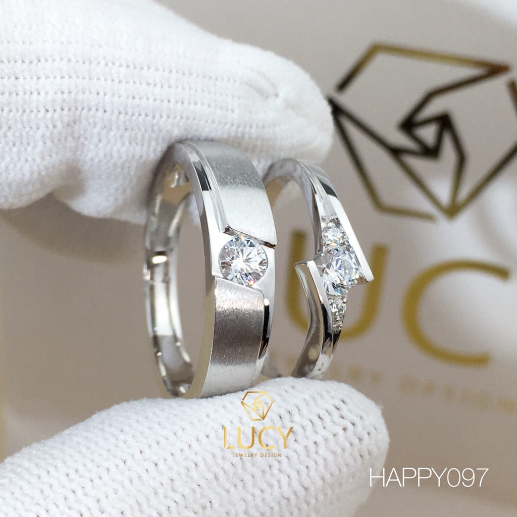 HAPPY097 Nhẫn cưới thiết kế, nhẫn cưới cao cấp, nhẫn cưới kim cương 3.5mm 3.6mm - Lucy Jewelry