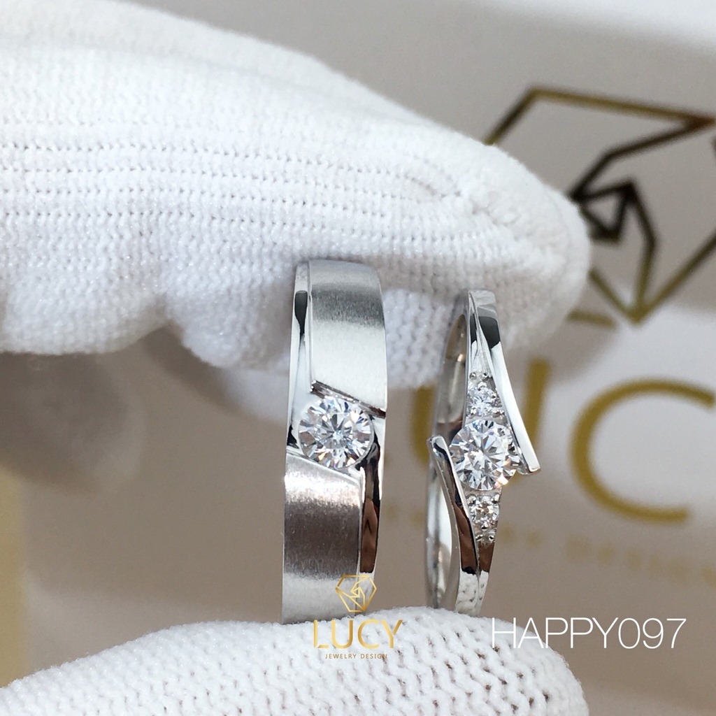 HAPPY097 Nhẫn cưới thiết kế, nhẫn cưới cao cấp, nhẫn cưới kim cương 3.5mm 3.6mm - Lucy Jewelry