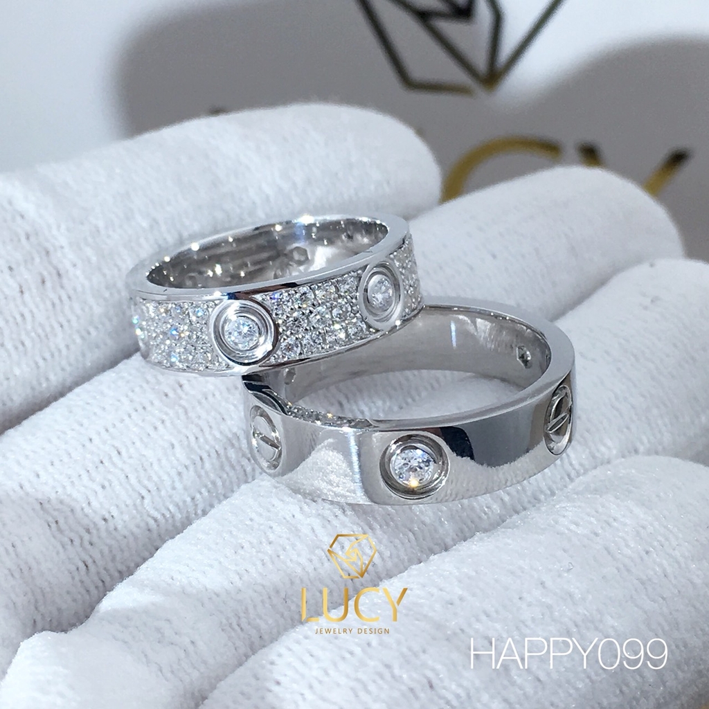 HAPPY099 Nhẫn cưới Ca.ti.er vàng tây vàng trắng vàng hồng và Bạch kim platinum 90% - Lucy Jewelry