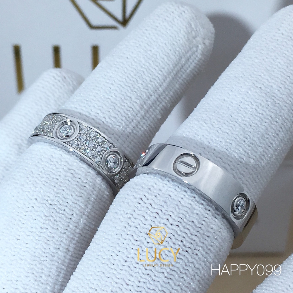 HAPPY099 Nhẫn cưới Ca.ti.er vàng tây vàng trắng vàng hồng và Bạch kim platinum 90% - Lucy Jewelry