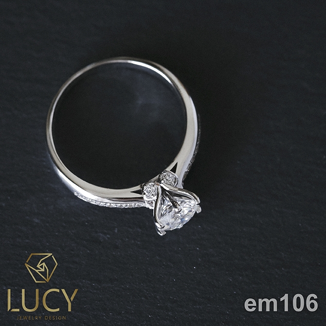 EM106 Nhẫn cầu hôn đính hôn, nhẫn vàng nữ, nhẫn ổ kim cương 6mm - Lucy Jewelry