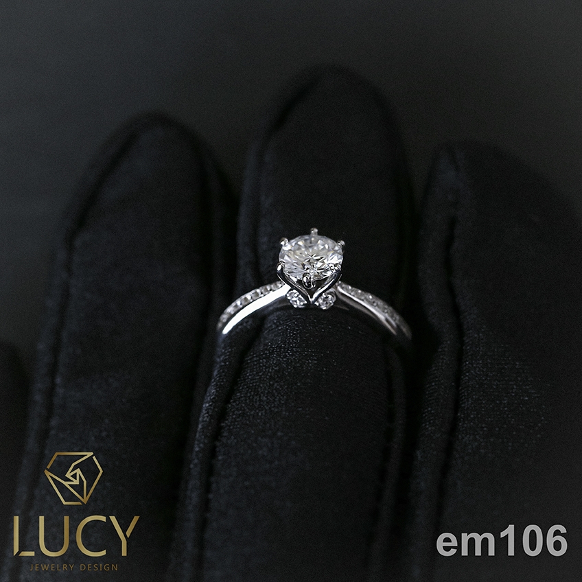 EM106 Nhẫn cầu hôn đính hôn, nhẫn vàng nữ, nhẫn ổ kim cương 6mm - Lucy Jewelry