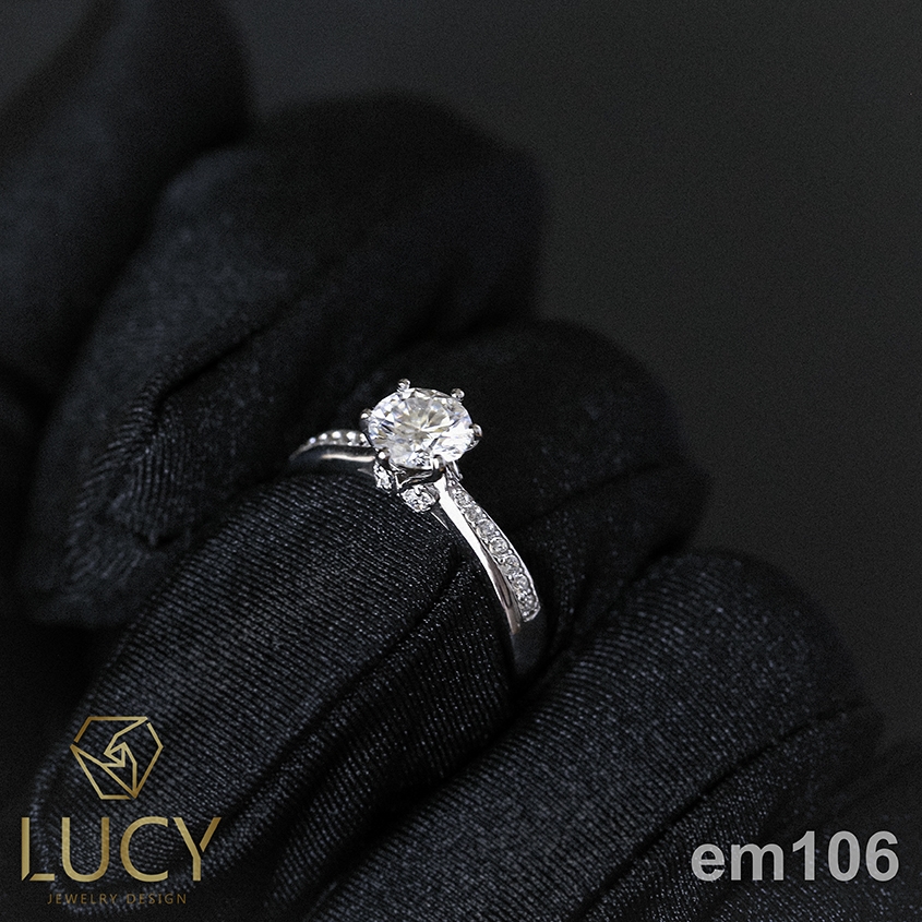 EM106 Nhẫn cầu hôn đính hôn, nhẫn vàng nữ, nhẫn ổ kim cương 6mm - Lucy Jewelry