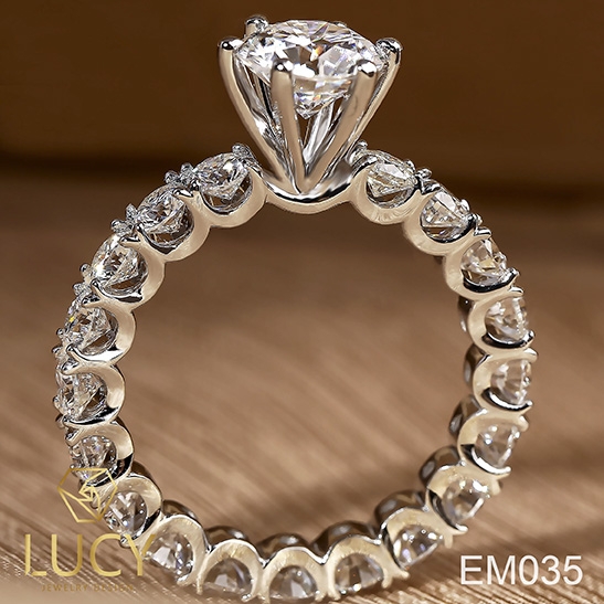 EM085 Nhẫn cầu hôn, nhẫn đính hôn, nhẫn kim cương 6.3mm 6.5mm, nhẫn nữ thiết kế đẹp - Lucy Jewelry