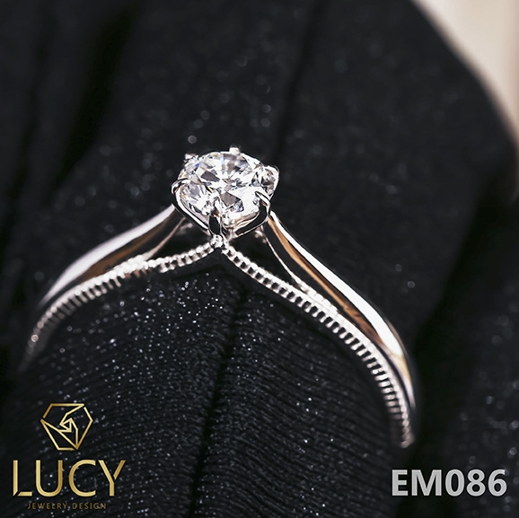 EM086 Nhẫn cầu hôn, nhẫn đính hôn, nhẫn kim cương 4.1mm 4mm, nhẫn nữ thiết kế đẹp - Lucy Jewelry