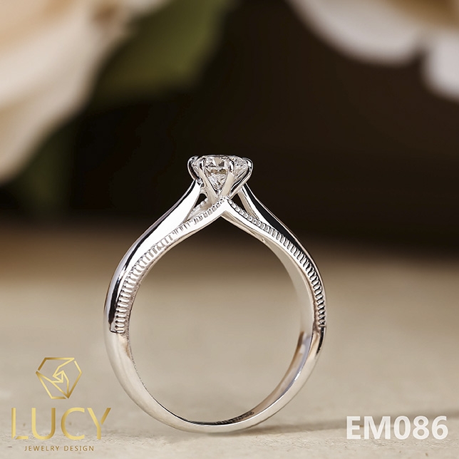 EM086 Nhẫn cầu hôn, nhẫn đính hôn, nhẫn kim cương 4.1mm 4mm, nhẫn nữ thiết kế đẹp - Lucy Jewelry