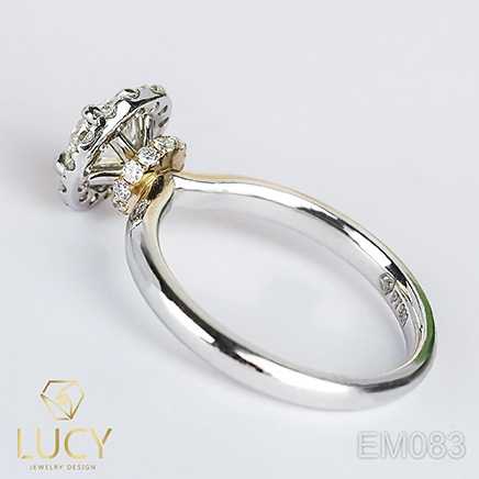 EM083 Nhẫn cầu hôn, nhẫn đính hôn, nhẫn ổ kim cương 5.4mm 5.5mm nhẫn vàng ghép 2 màu vàng trắng-vàng hồng hoặc Platinum-vàng hồng - Lucy Jewelry