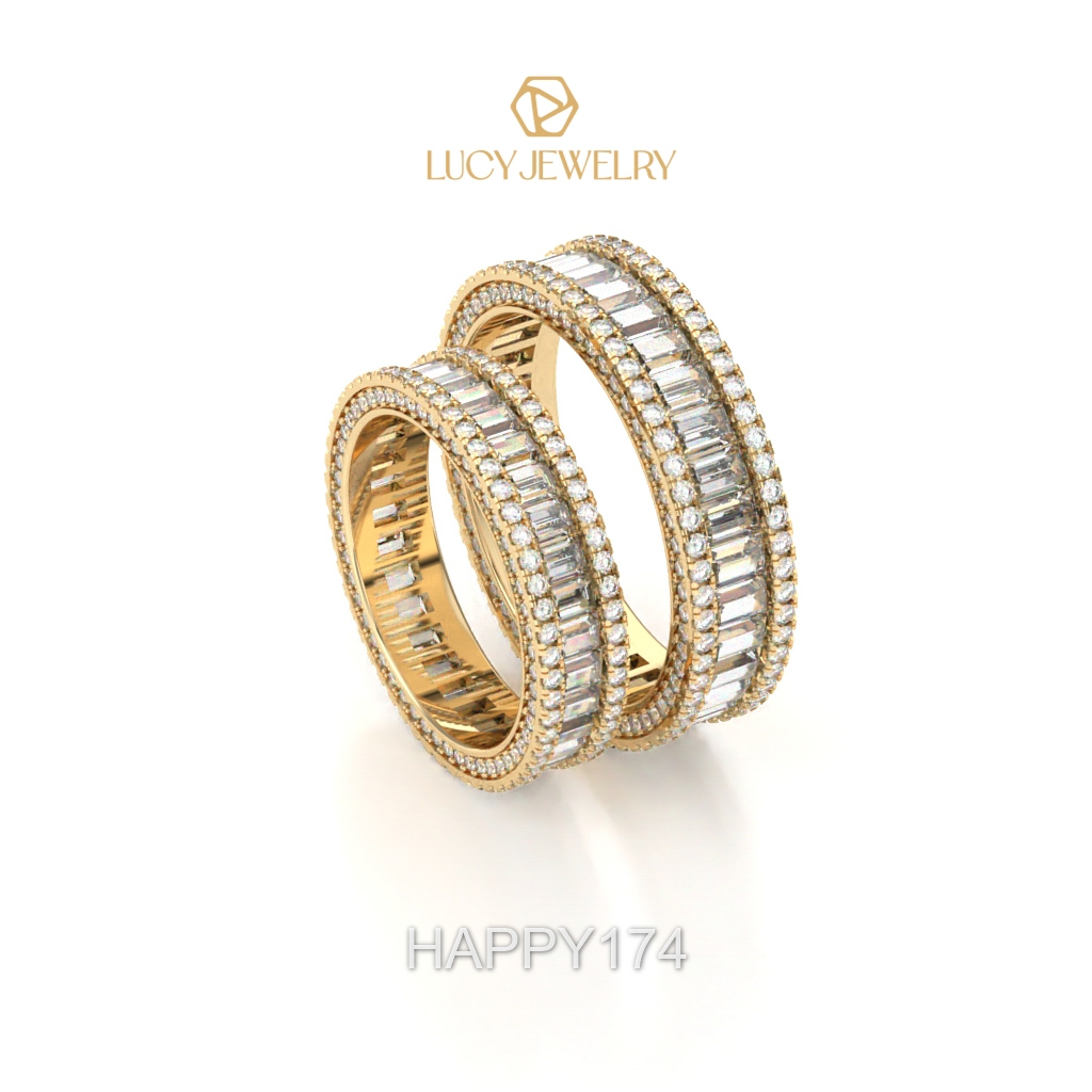 HAPPY174 Nhẫn cưới thiết kế, Nhẫn cưới cao cấp, kim cương - Lucy Jewelry