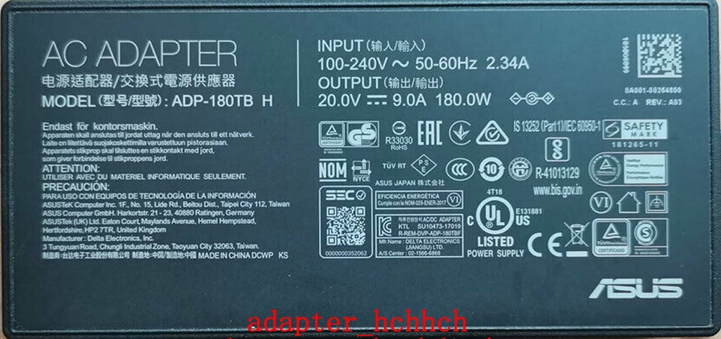 Sạc laptop ASUS TUF Gaming F15 FX506HC RTX305 180W 20v 9A