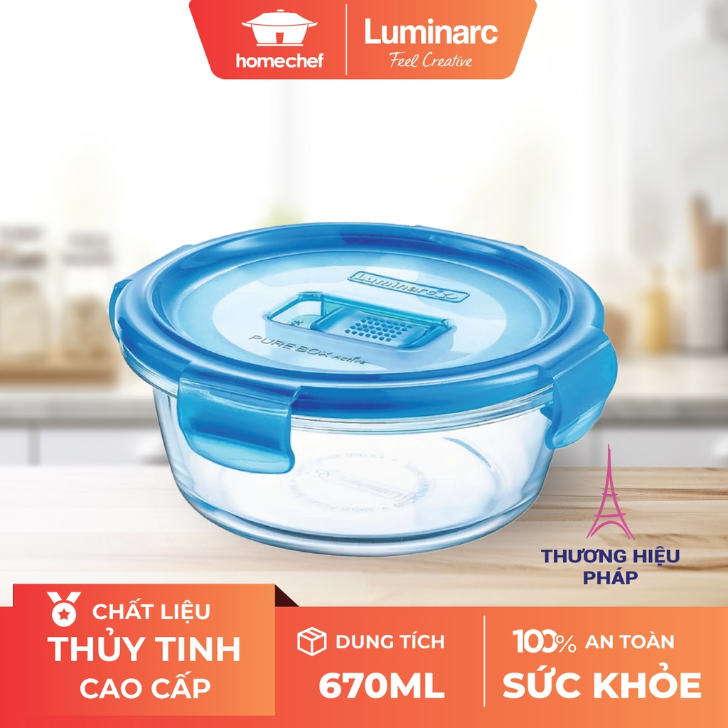 Hộp đựng thực phẩm Purebox hình tròn 670ml - J4714/G3188