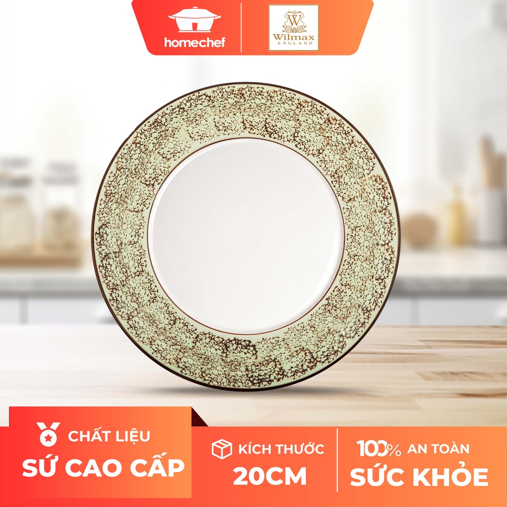 Đĩa sứ tròn Wilmax 20cm màu xanh hạt dẻ - WL-667112 / A