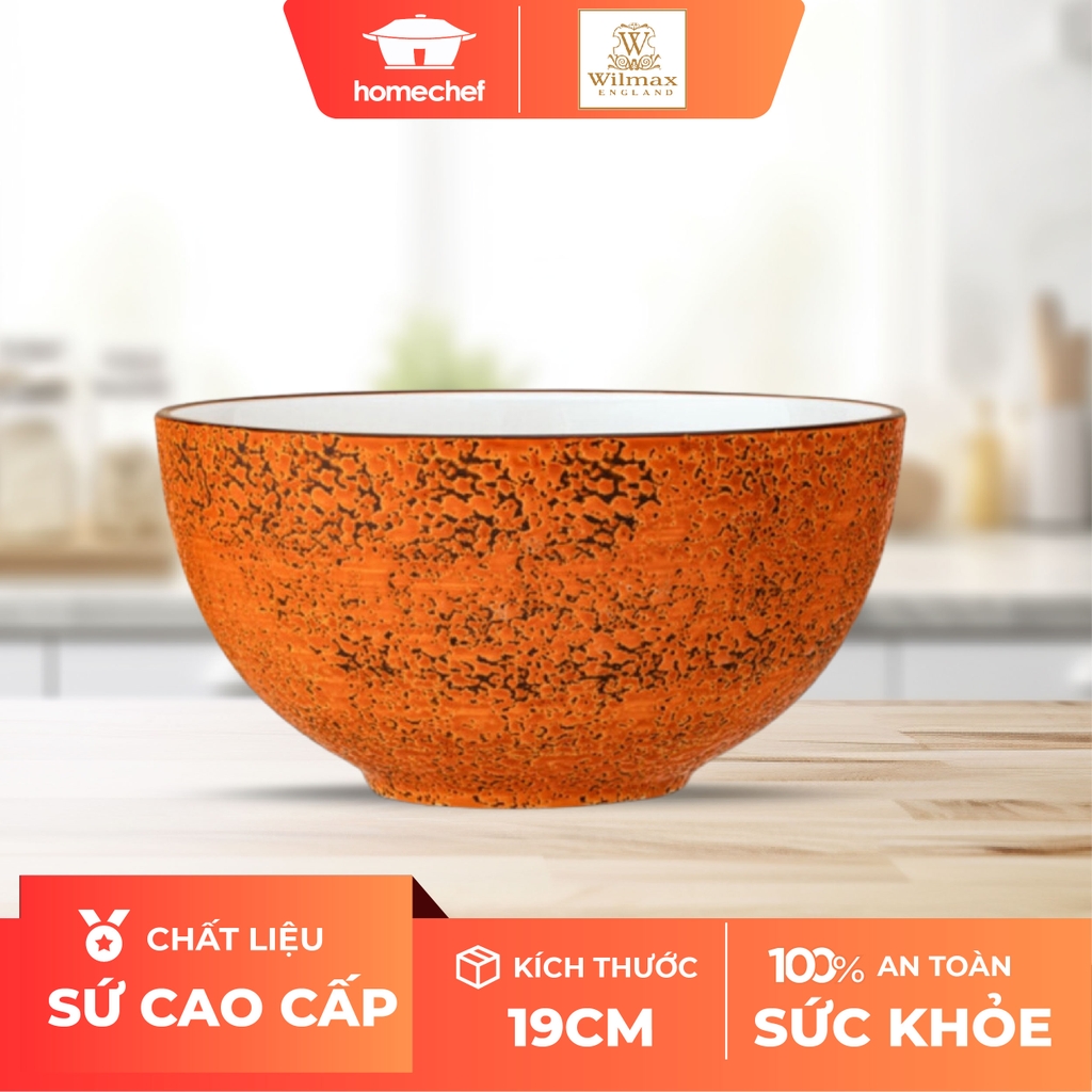 Bát tô sứ Wilmax 19cm màu cam- WL-667332 / A